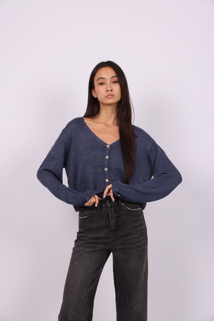 RELAXED BUTTON-DOWN KNIT CARDIGAN