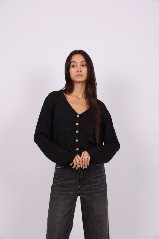 RELAXED BUTTON-DOWN KNIT CARDIGAN