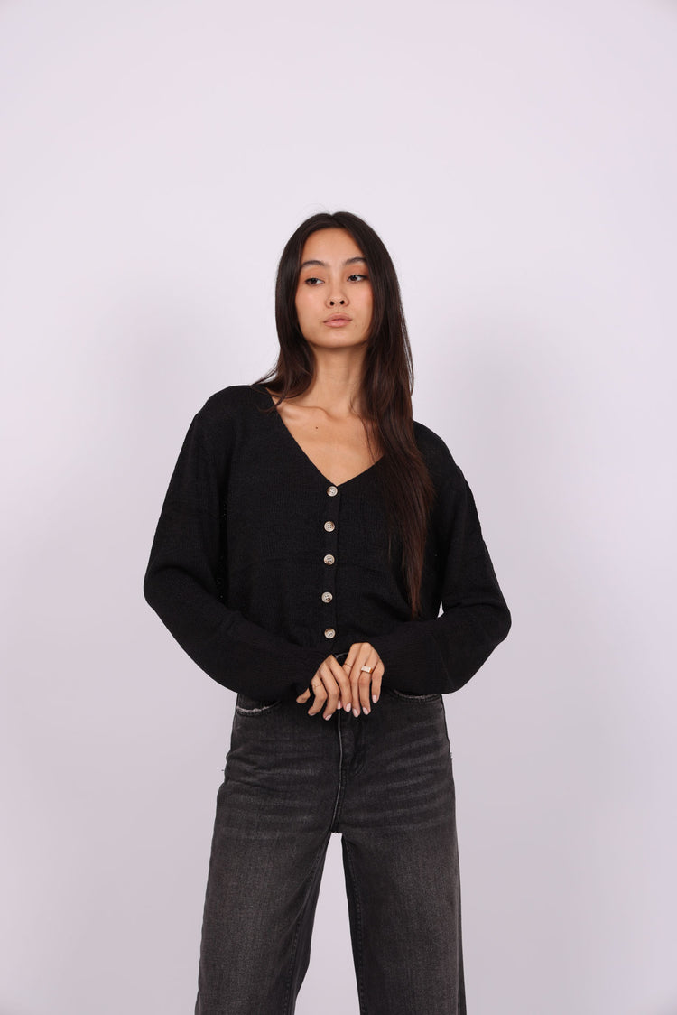 RELAXED BUTTON-DOWN KNIT CARDIGAN