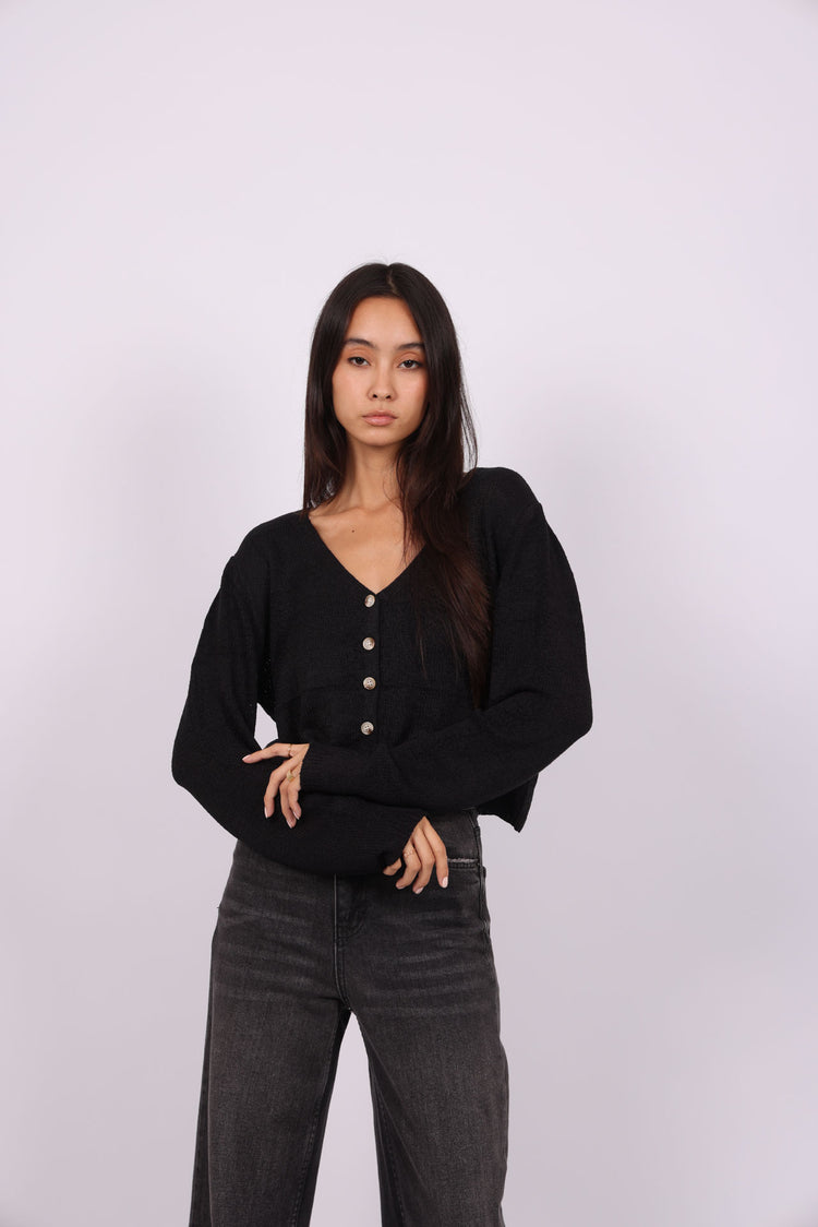 RELAXED BUTTON-DOWN KNIT CARDIGAN