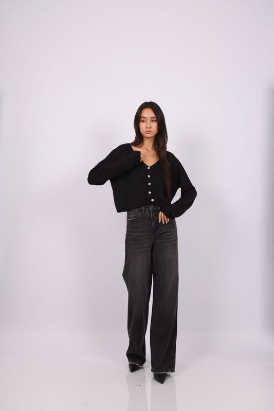 RELAXED BUTTON-DOWN KNIT CARDIGAN