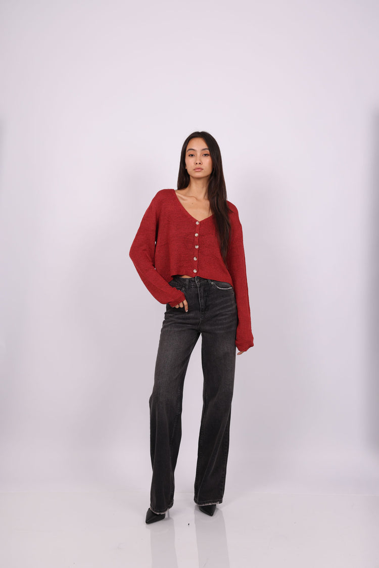 RELAXED BUTTON-DOWN KNIT CARDIGAN