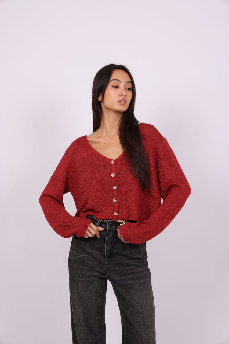 RELAXED BUTTON-DOWN KNIT CARDIGAN