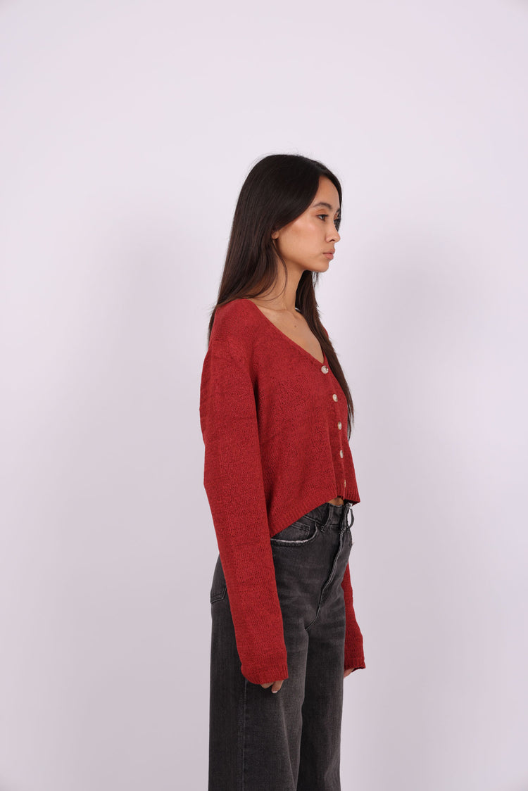 RELAXED BUTTON-DOWN KNIT CARDIGAN