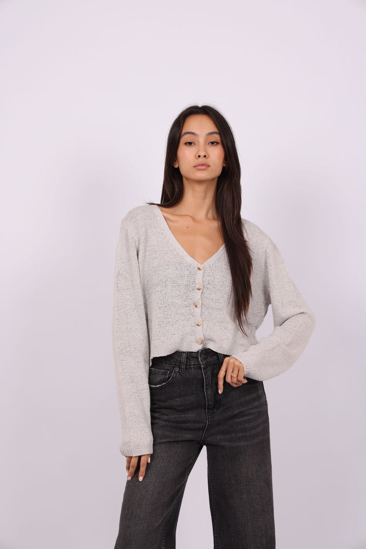 RELAXED BUTTON-DOWN KNIT CARDIGAN
