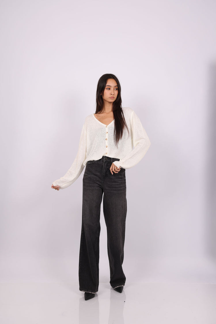 RELAXED BUTTON-DOWN KNIT CARDIGAN