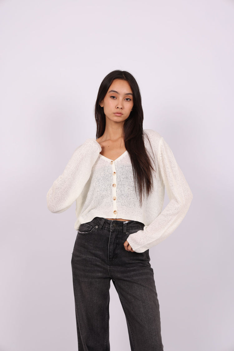 RELAXED BUTTON-DOWN KNIT CARDIGAN