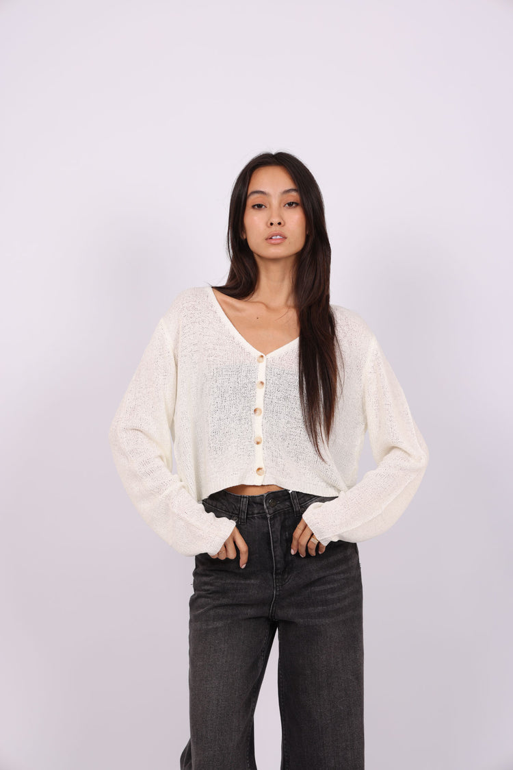 RELAXED BUTTON-DOWN KNIT CARDIGAN
