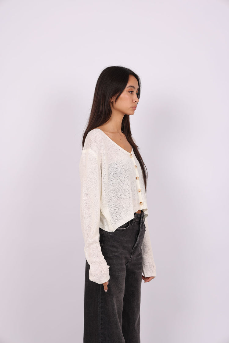 RELAXED BUTTON-DOWN KNIT CARDIGAN