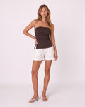 RUCHED STRAPLESS TOP