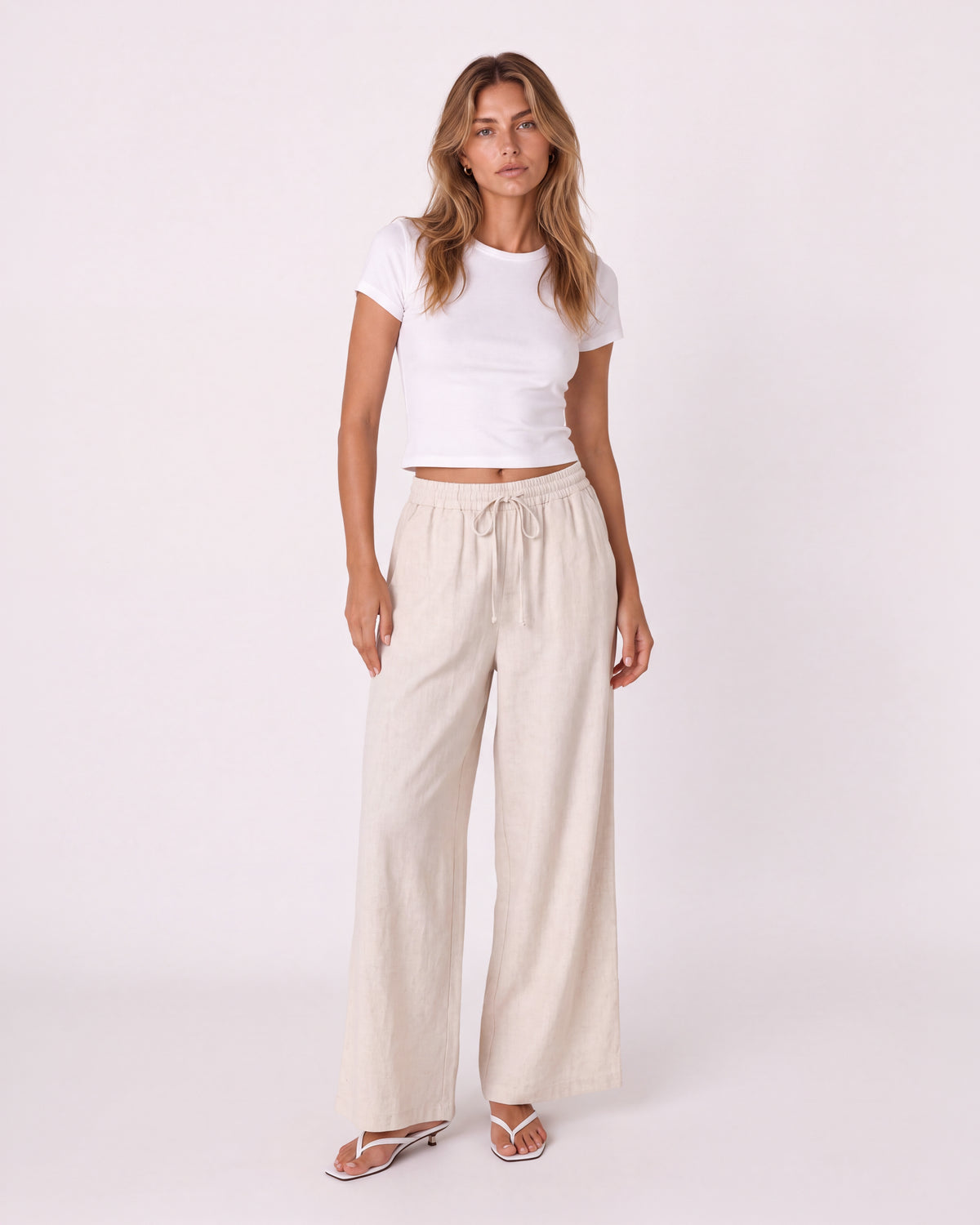 WIDE-LEG LINEN PANTS