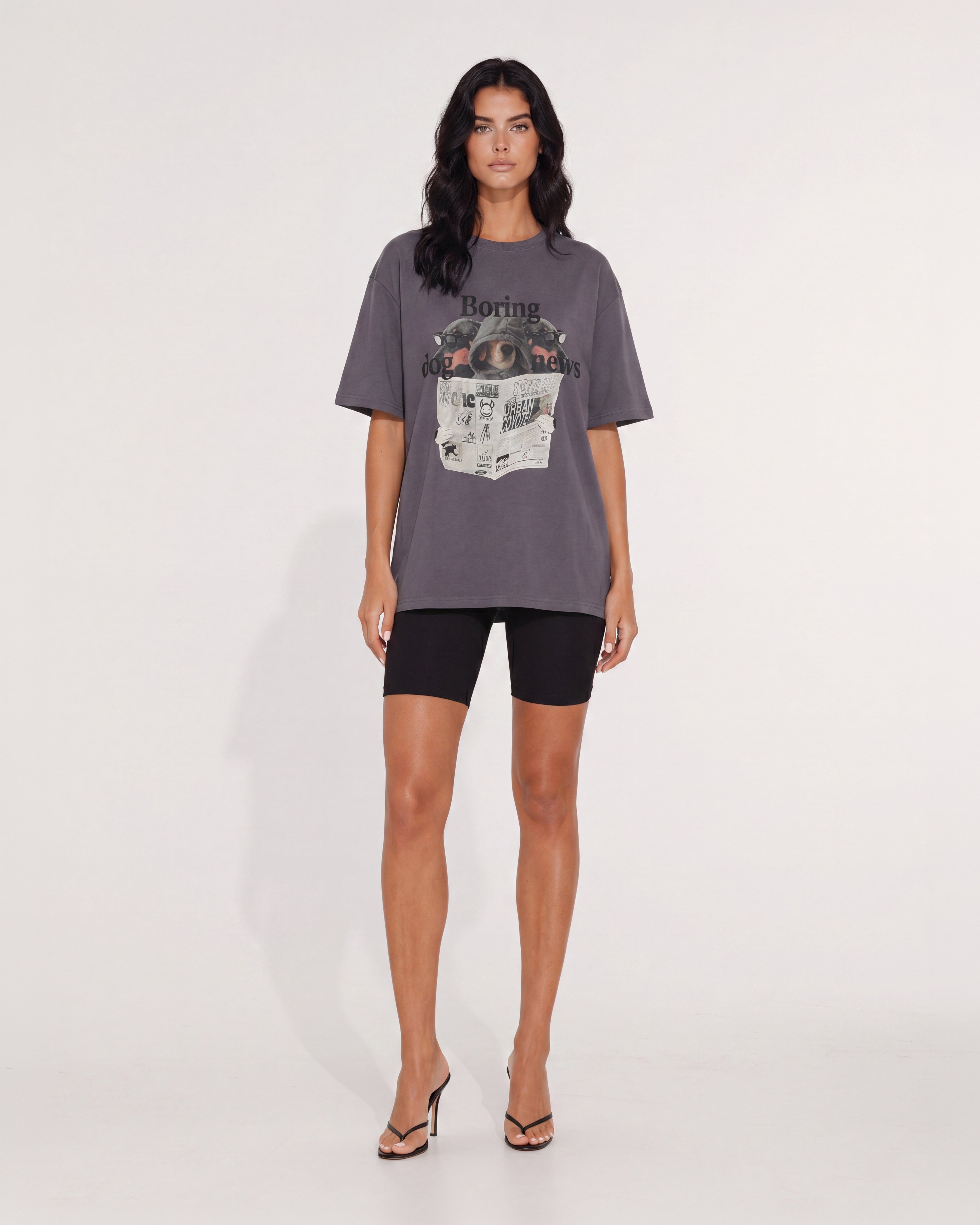 BORING DOG NEWS OVERSIZED T-SHIRT BLACK
