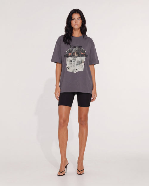 BORING DOG NEWS OVERSIZED T-SHIRT BLACK