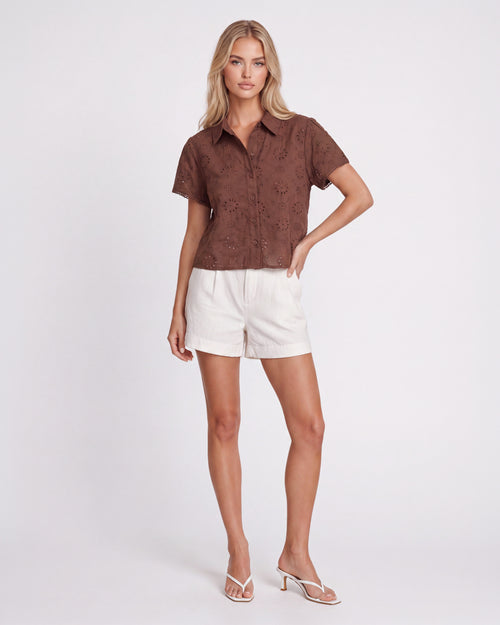 BRODERIE CROPPED SHIRT
