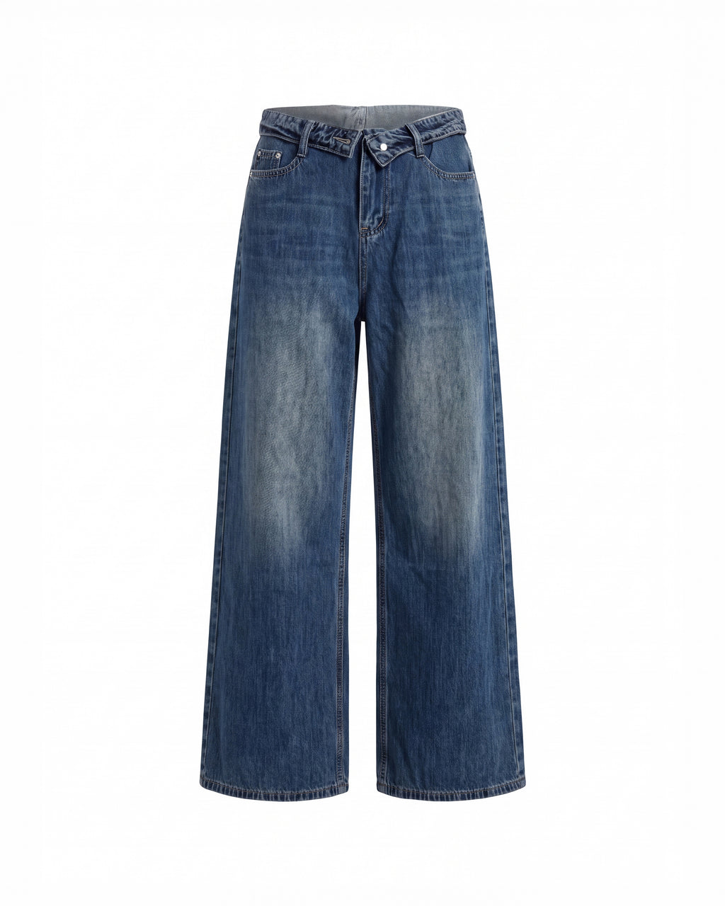HIGH RISE WIDE LEG JEANS WITH WAIST TIE
