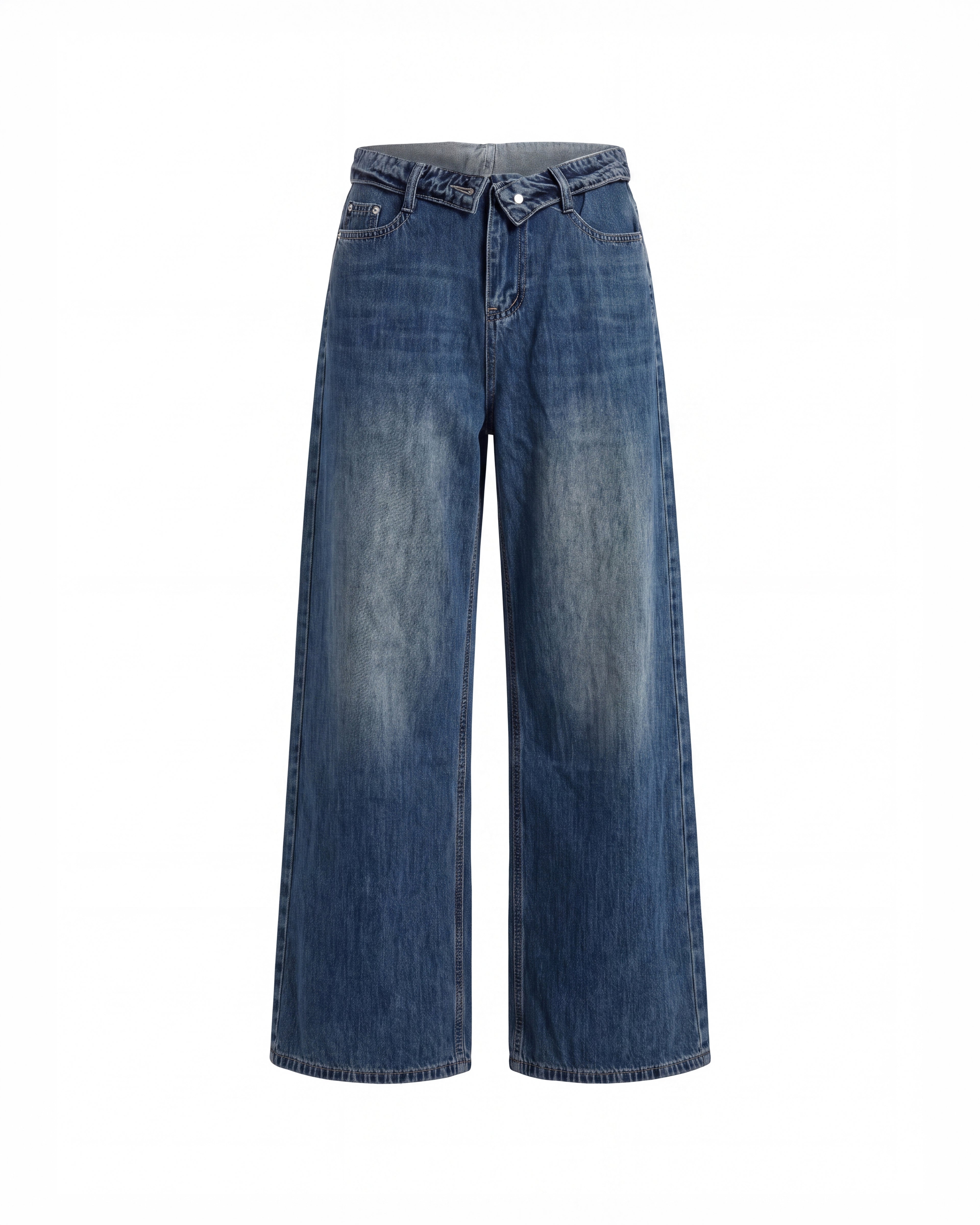 HIGH RISE WIDE LEG JEANS WITH WAIST TIE