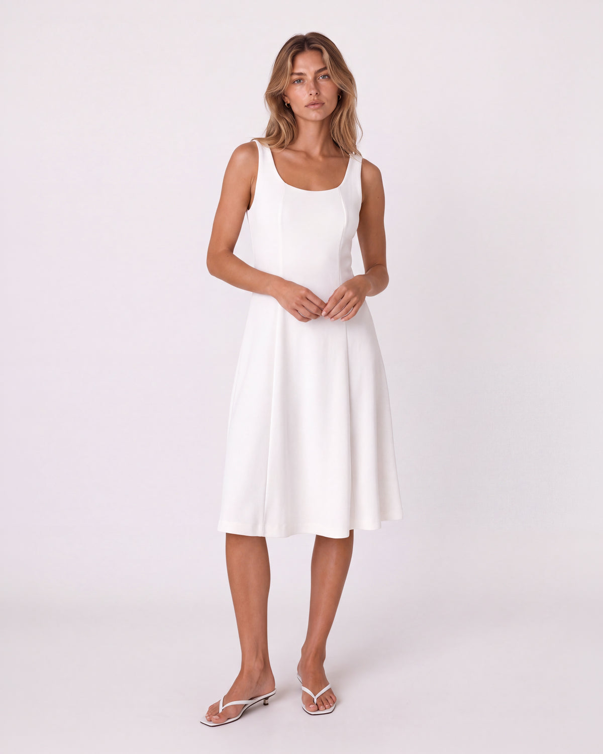 SCOOP-NECK A-LINE MIDI DRESS