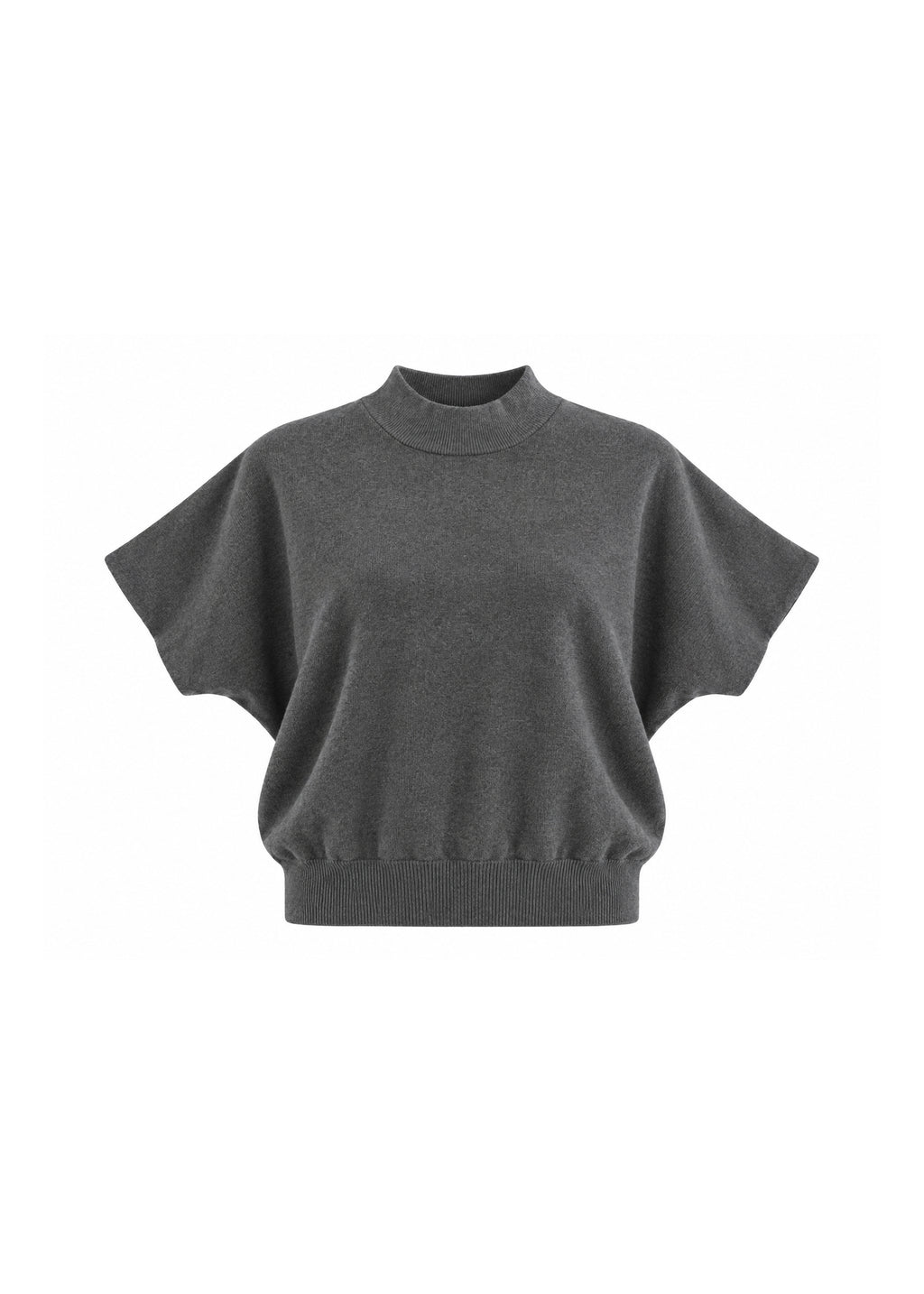 MOCK-NECK SHORT-SLEEVE KNIT TOP