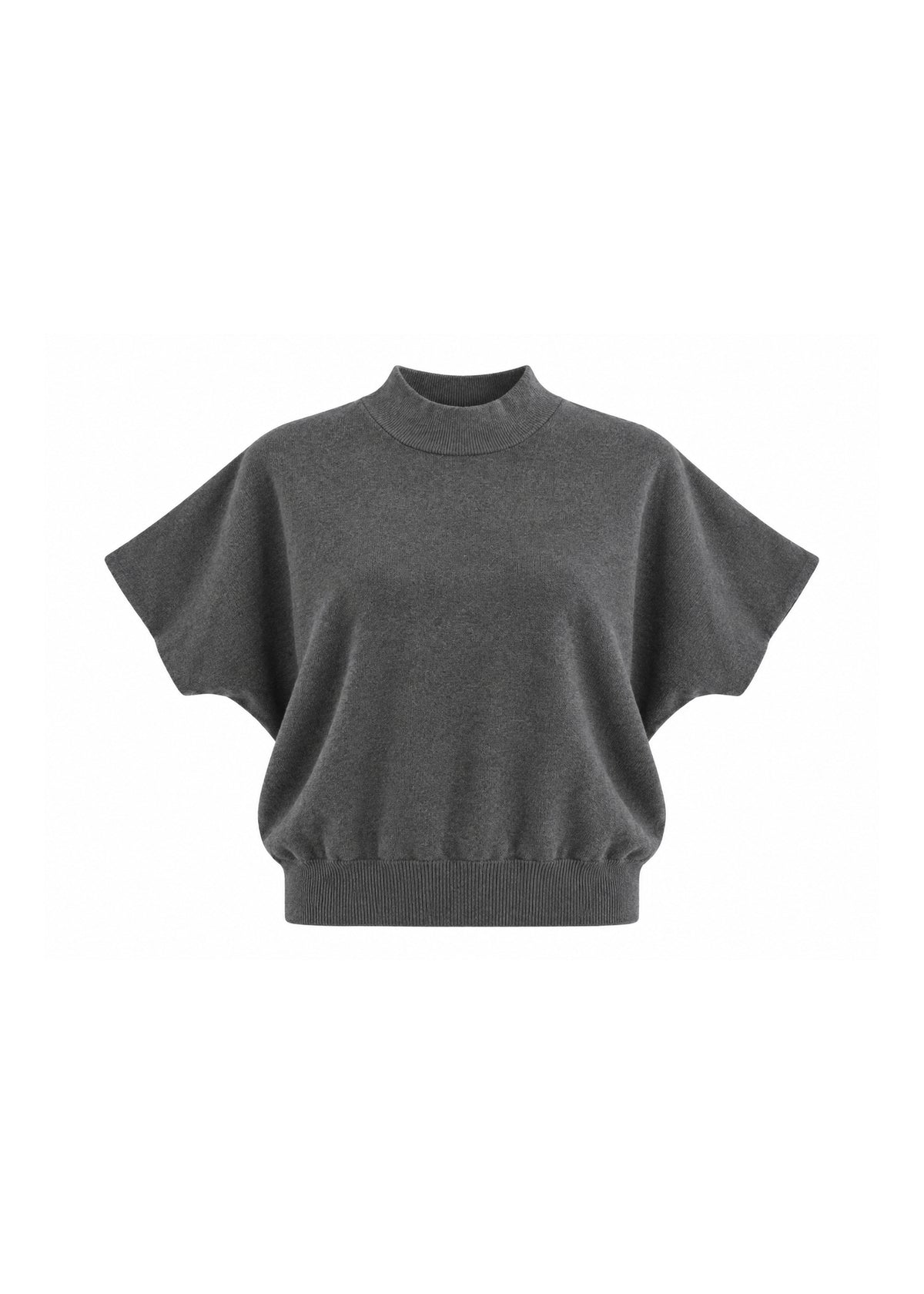 MOCK-NECK SHORT-SLEEVE KNIT TOP