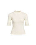 RIBBED MOCK NECK TOP WITH LETTUCE TRIM