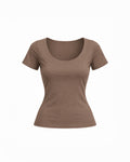 SCOOP-NECK SHORT-SLEEVE TOP