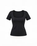 SQUARE-NECK SHORT-SLEEVE TOP