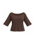 BOAT NECK THREE-QUARTER SLEEVE TOP