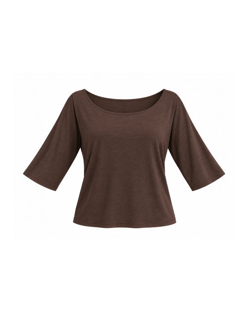 BOAT NECK THREE-QUARTER SLEEVE TOP