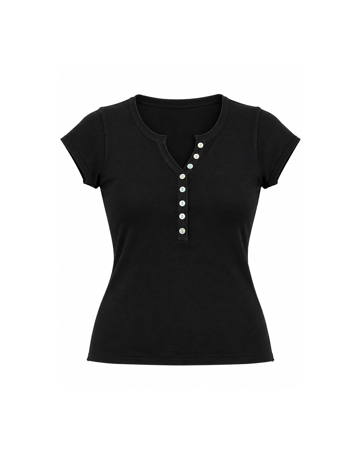 SHORT SLEEVE BUTTON FRONT HENLEY TOP