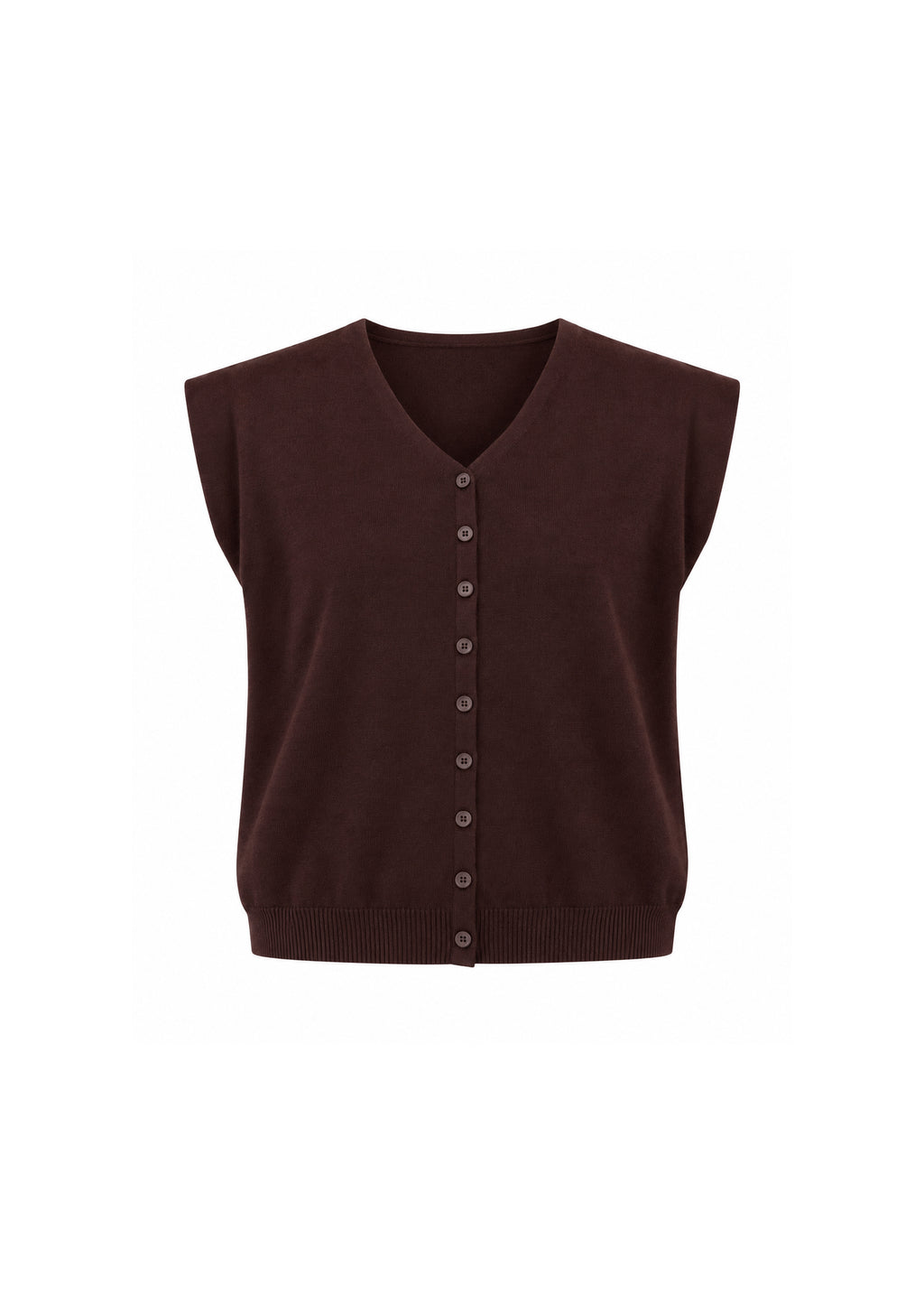 V-NECK BUTTON-FRONT SLEEVELESS KNIT VEST