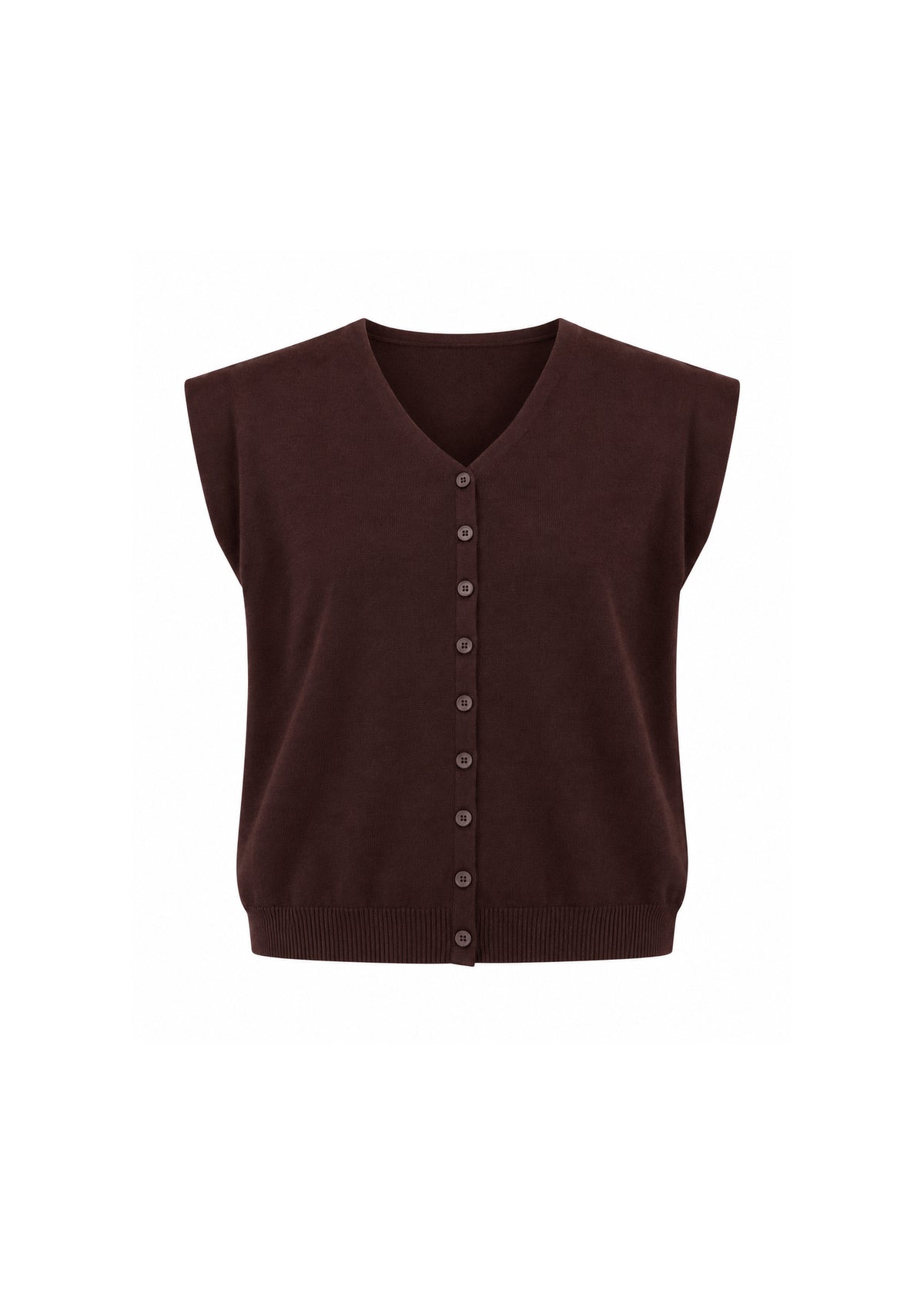 V-NECK BUTTON-FRONT SLEEVELESS KNIT VEST