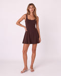 SCULPTED FLARE MINI DRESS