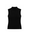 SLEEVELESS RIBBED KNIT MOCK NECK TOP