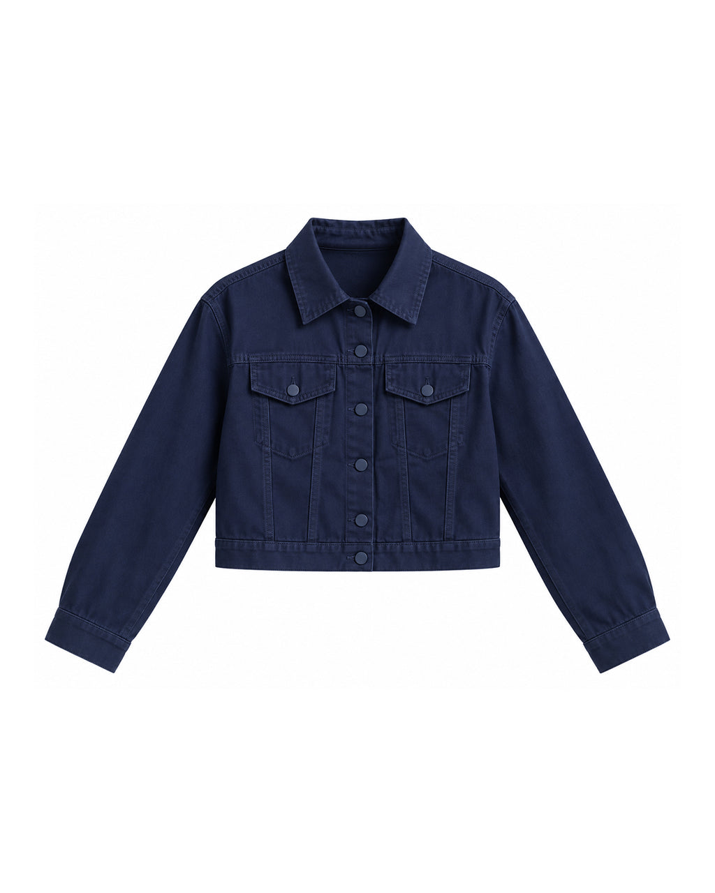 CROPPED BUTTON-FRONT DENIM JACKET