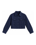 CROPPED BUTTON-FRONT DENIM JACKET