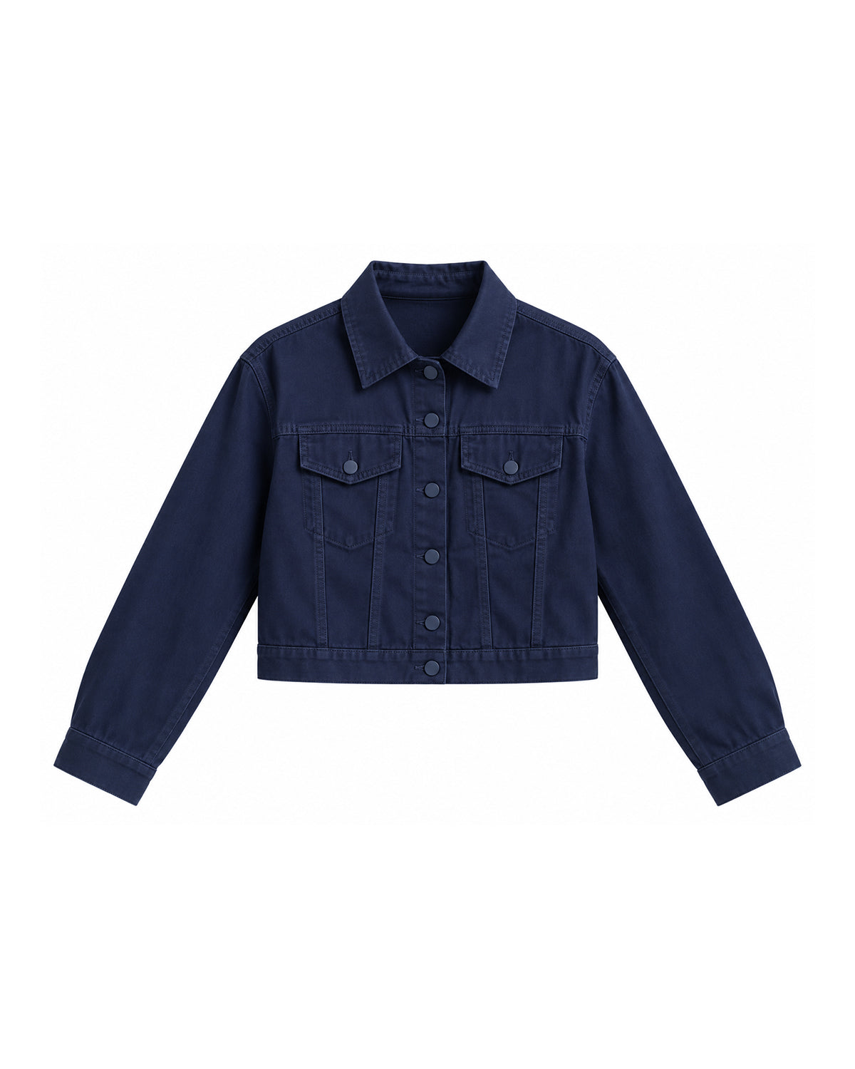 CROPPED BUTTON-FRONT DENIM JACKET
