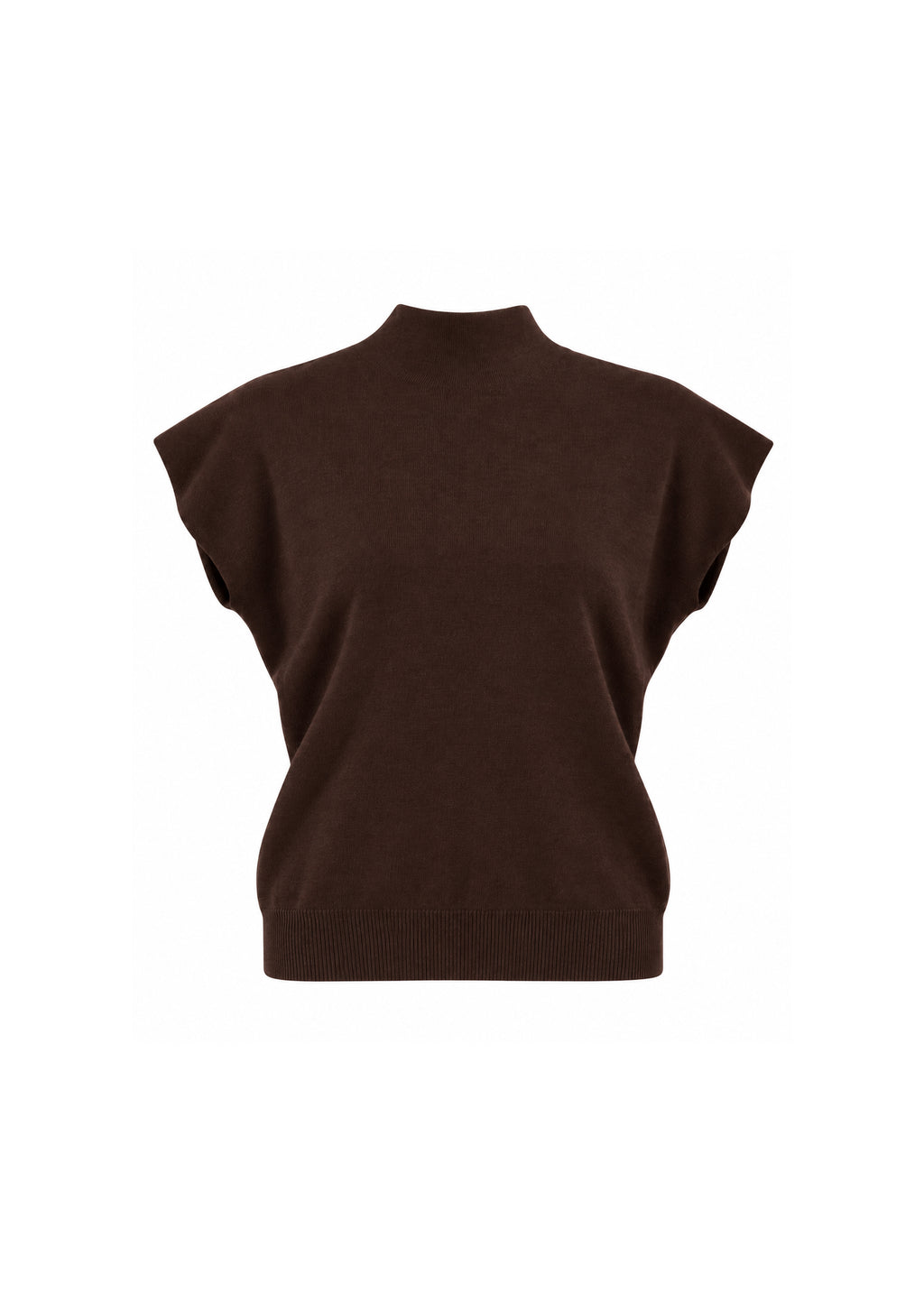 MOCK-NECK CAP-SLEEVE KNIT TOP