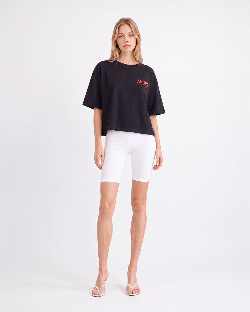 AMORE GRAPHIC CROPPED OVERSIZED T-SHIRT WHITE