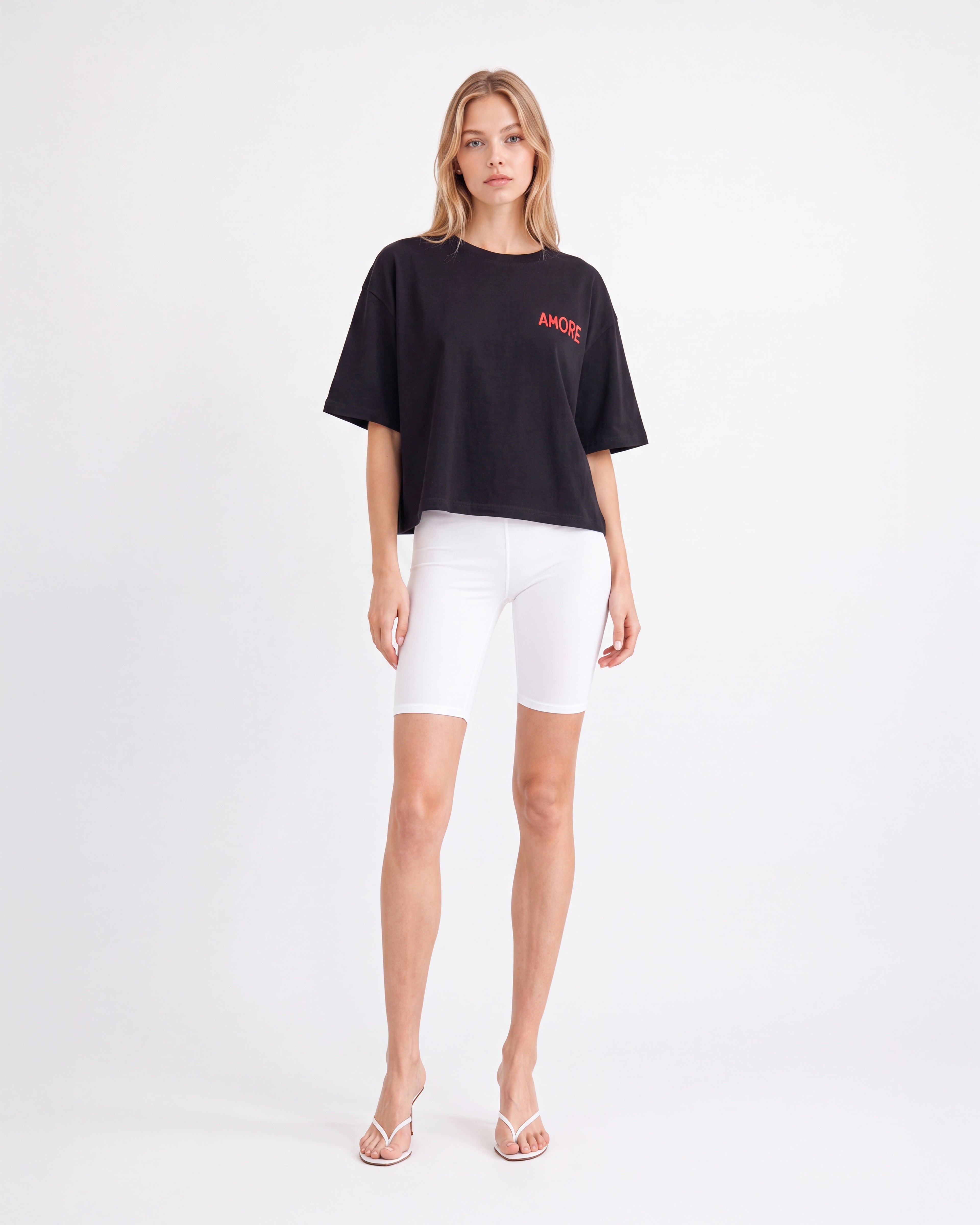 AMORE GRAPHIC CROPPED OVERSIZED T-SHIRT WHITE