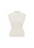 MOCK-NECK TEXTURED SLEEVELESS KNIT TOP