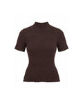 MOCK NECK SHORT SLEEVE TEXTURED RIBBED KNIT TOP