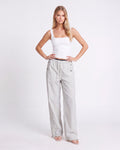 SNAP BUTTON WIDE LEG PANTS