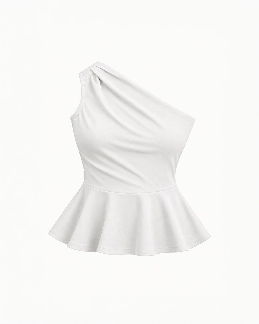 ONE-SHOULDER PEPLUM TOP