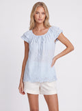 LACE TRIM RUFFLE BLOUSE
