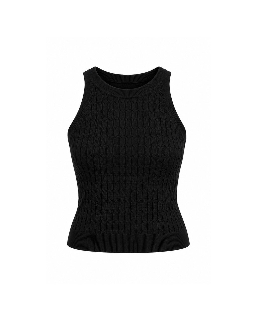 CABLE-KNIT HIGH-NECK TANK TOP