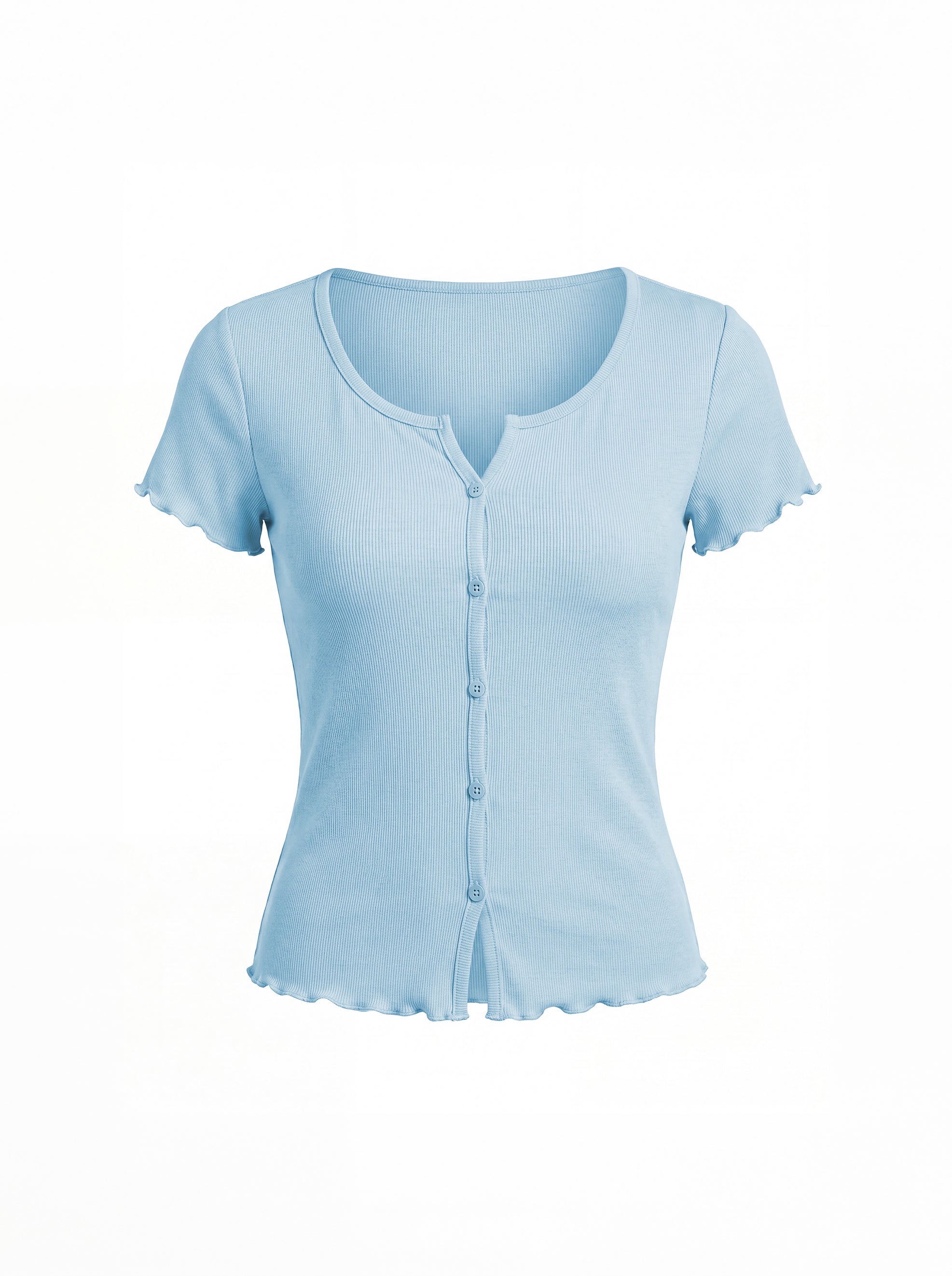 RIBBED BUTTON FRONT TOP