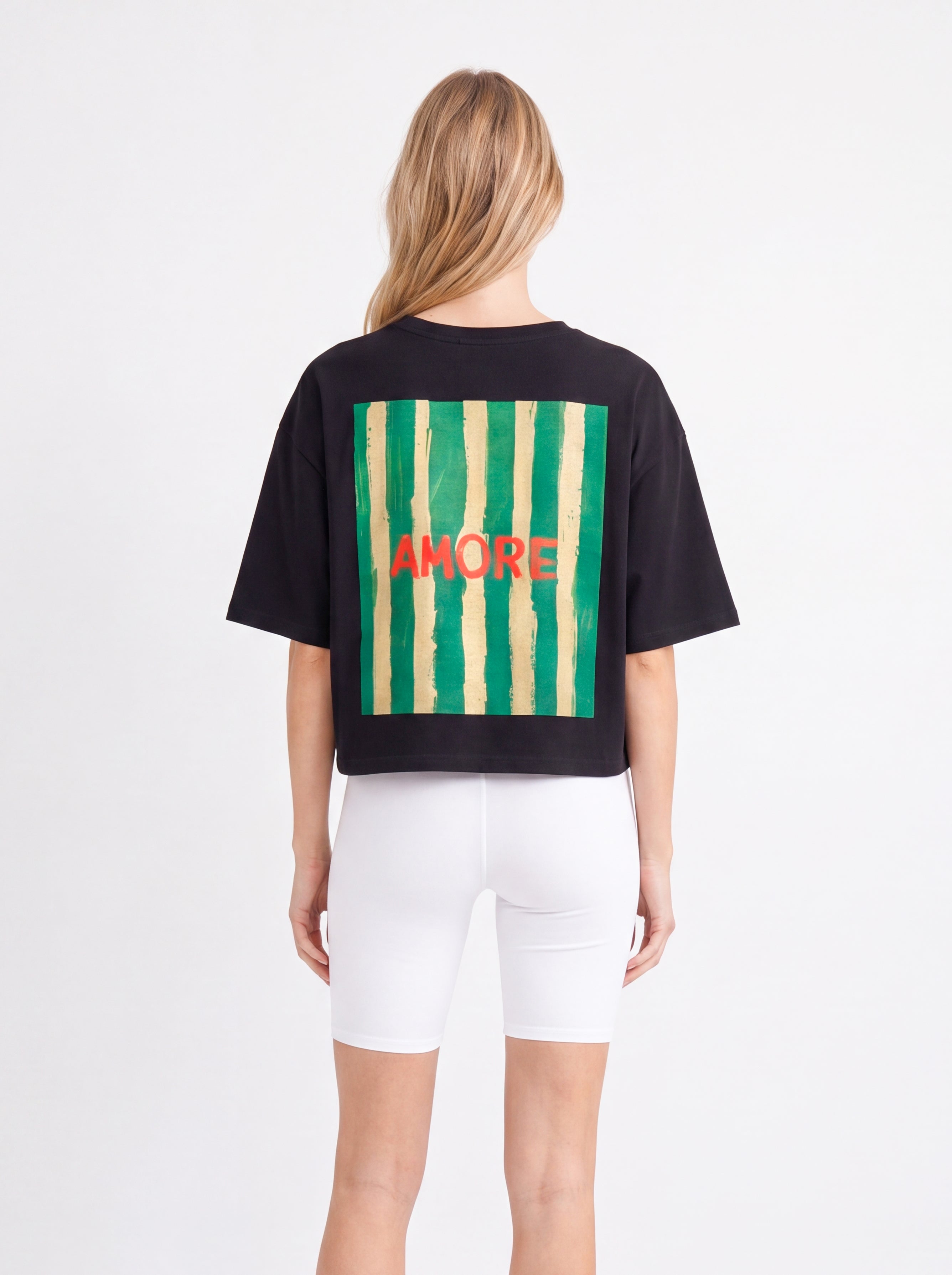 AMORE GRAPHIC CROPPED OVERSIZED T-SHIRT WHITE