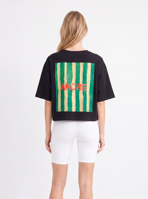 AMORE GRAPHIC CROPPED OVERSIZED T-SHIRT WHITE