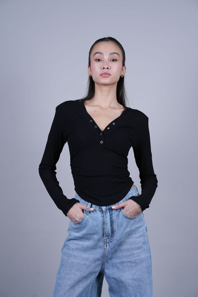 LONG SLEEVE HENLEY TOP