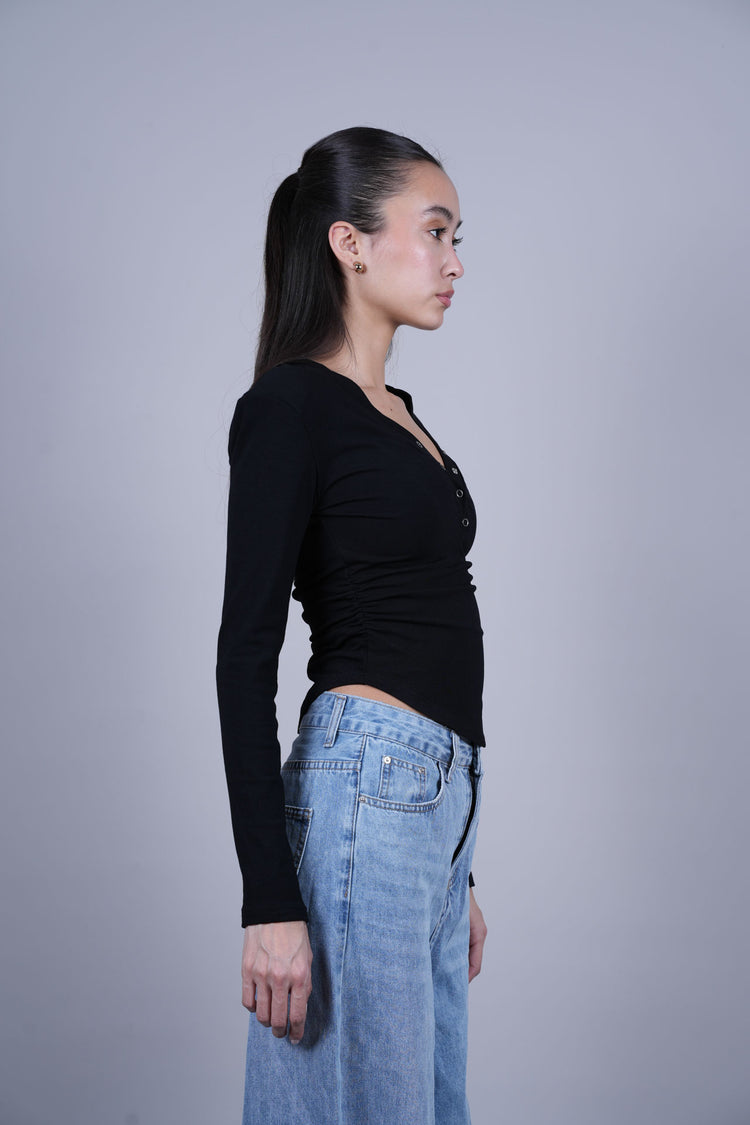 LONG SLEEVE HENLEY TOP